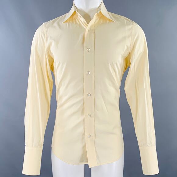 DSQUARED2 Size 38 Yellow Cotton Curved Cutaway Long Sleeve Shirt